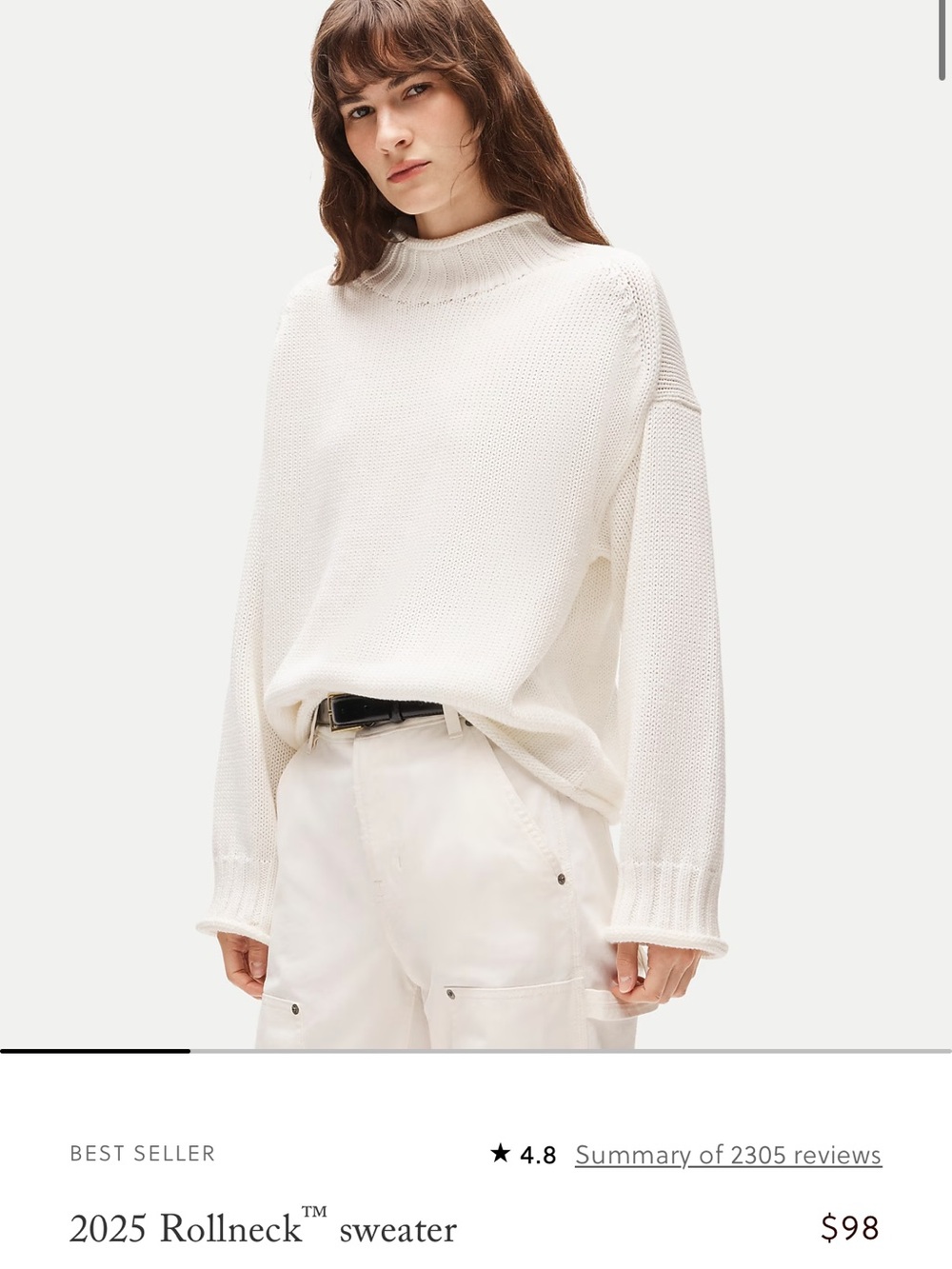 J. Crew Ivory Rollneck Sweater